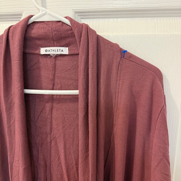 Athleta Pranayama Wrap Long Line Cardigan Medium Tawny Rose Mauve Lounge Cozy - Picture 5 of 13
